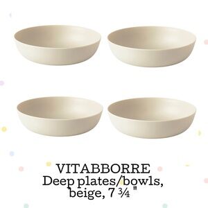 Vitabborre Beige Deep Plastic Bowls - set of 4